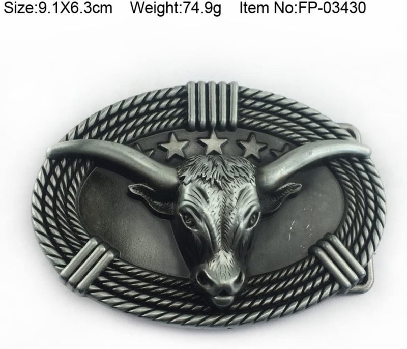 MULBA Vintage Style Alloy Belt Buckle American Cowboy Fashion Western 3D Engraved Cow Bull Head Belt Buckles - Image 2